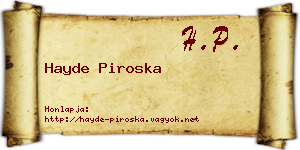 Hayde Piroska névjegykártya